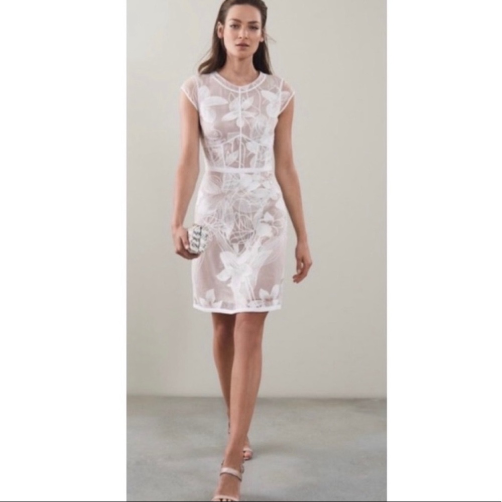 Reiss Ines-Floral Laced Seamed WHITE/NUDE